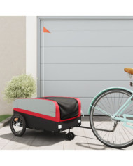 Remorque de vélo noir et rouge 45 kg fer | Mobilier & Déco