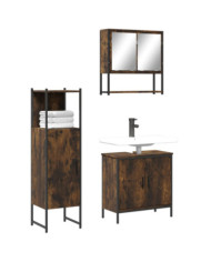 Ensemble de meubles de salle de bain 3 pcs Chêne fumé | Mobilier & Déco