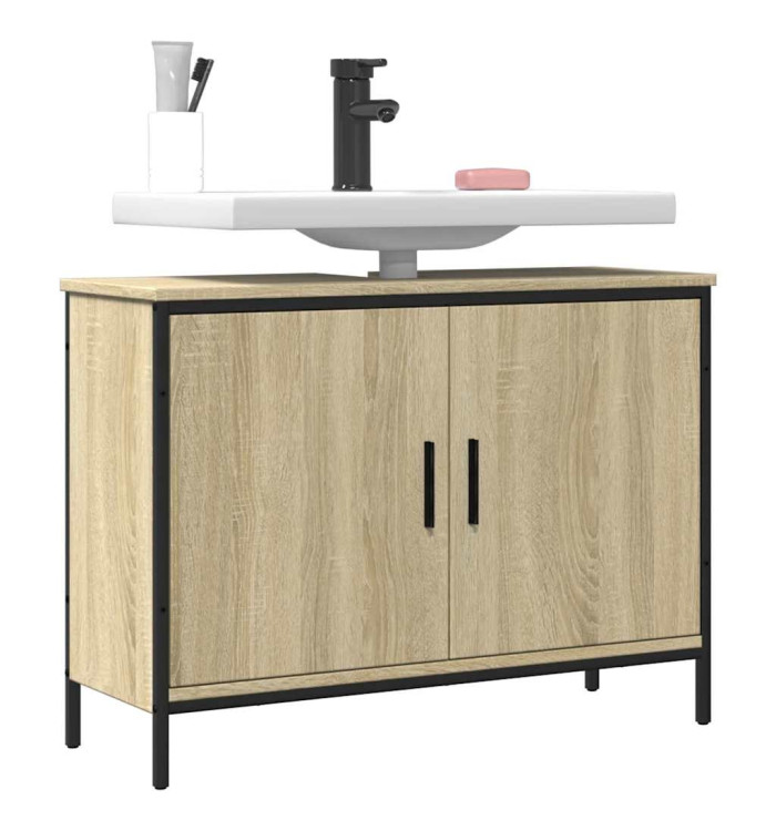 Armoire lavabo de salle de bain chêne sonoma 80x30x60 cm | Mobilier & Déco