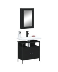Ensemble de meubles salle de bain 2 pcs noir bois d'ingénierie | Mobilier & Déco
