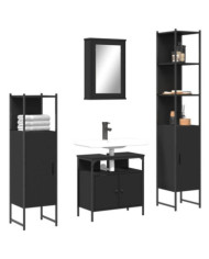 Ensemble de meubles salle de bain 4 pcs noir bois d'ingénierie | Mobilier & Déco