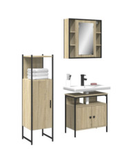 Ensemble d'armoires de salle de bain 3 pcs chêne sonoma | Mobilier & Déco
