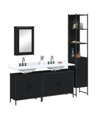 Ensemble de meubles salle de bain 4 pcs noir bois d'ingénierie | Mobilier & Déco
