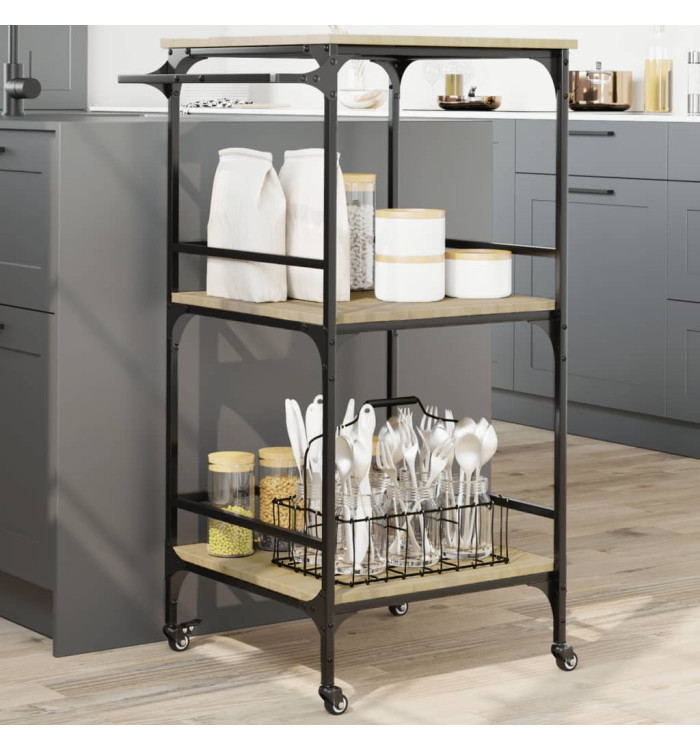Chariot de cuisine chêne sonoma 60,5x50x105cm bois d'ingénierie | Mobilier & Déco