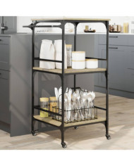 Chariot de cuisine chêne sonoma 60,5x50x105cm bois d'ingénierie | Mobilier & Déco