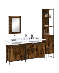Ensemble de meubles de salle de bain 4 pcs Chêne fumé Bois | Mobilier & Déco