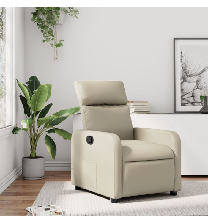 Fauteuil inclinable Crème Similicuir | Mobilier & Déco