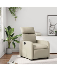 Fauteuil inclinable Crème Similicuir | Mobilier & Déco