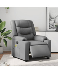 Fauteuil de massage inclinable électrique gris similicuir | Mobilier & Déco