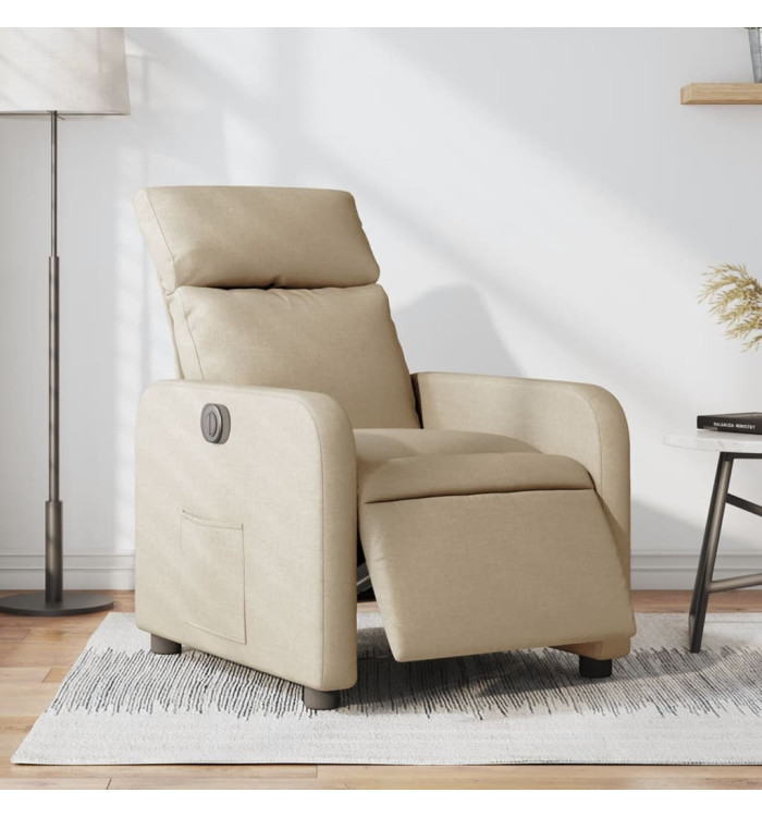 Fauteuil inclinable électrique Crème Tissu | Mobilier & Déco
