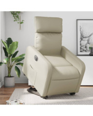 Fauteuil inclinable électrique crème similicuir | Mobilier & Déco