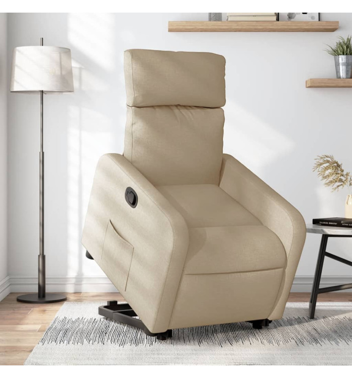 Fauteuil inclinable Crème Tissu | Mobilier & Déco