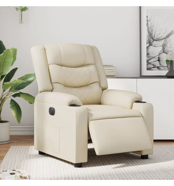 Fauteuil inclinable électrique Crème Similicuir | Mobilier & Déco