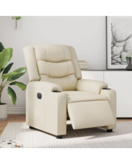 Fauteuil inclinable électrique Crème Similicuir | Mobilier & Déco