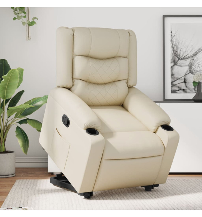 Fauteuil inclinable Crème Similicuir | Mobilier & Déco