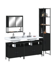 Ensemble de meubles salle de bain 4 pcs noir bois d'ingénierie | Mobilier & Déco