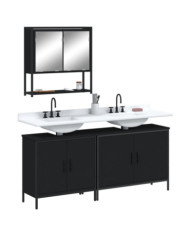 Ensemble de meubles salle de bain 3 pcs noir bois d'ingénierie | Mobilier & Déco