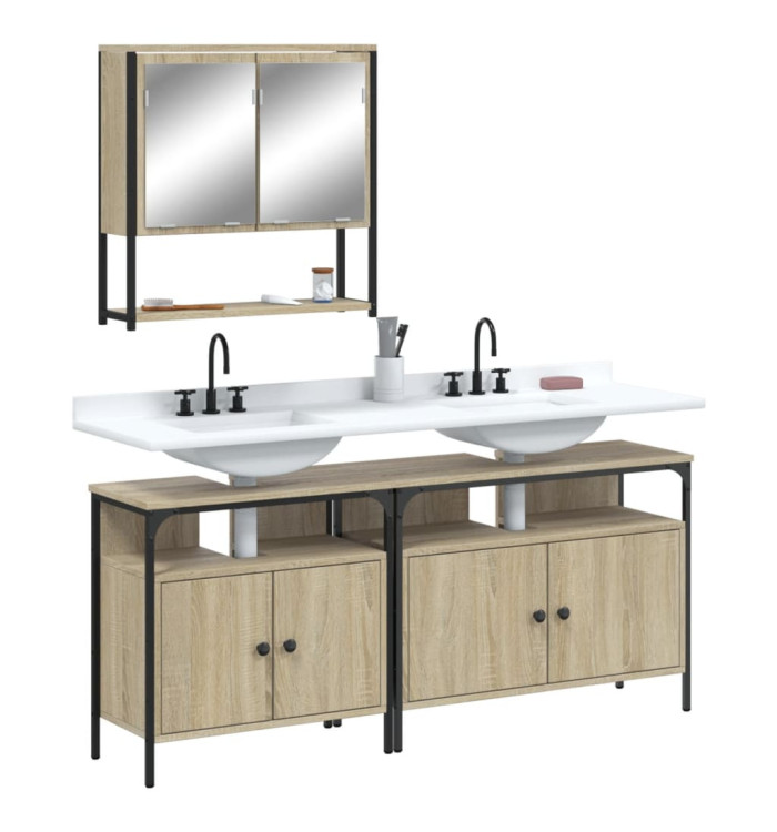 Ensemble de meubles de salle de bain 3 pcs chêne sonoma | Mobilier & Déco