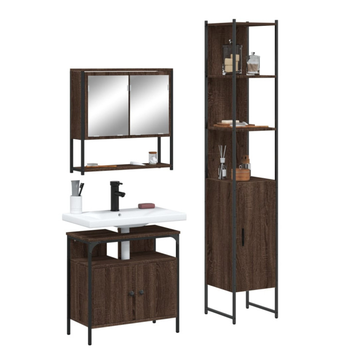 Ensemble de meubles de salle de bain 3 pcs Chêne marron | Mobilier & Déco