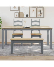Table à manger Panama gris 180x90x75 cm bois massif de pin | Mobilier & Déco