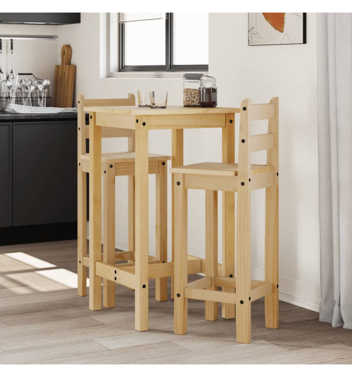 Ensemble de bar 3 pcs Bois de pin massif | Mobilier & Déco