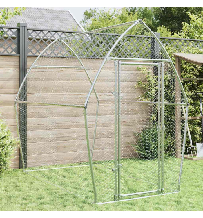Cage pour poules argenté 200x105x182 cm acier galvanisé | Mobilier & Déco