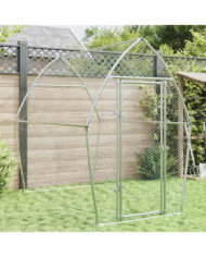 Cage pour poules argenté 200x105x182 cm acier galvanisé | Mobilier & Déco