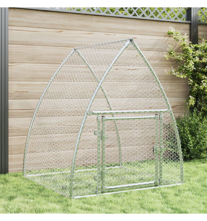 Clapier argenté 100x105x120 cm acier galvanisé | Mobilier & Déco