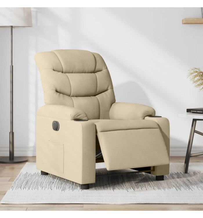 Fauteuil inclinable électrique Crème Tissu | Mobilier & Déco
