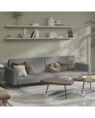 Canapé-lit à 2 places gris clair velours | Mobilier & Déco