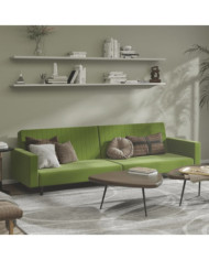 Canapé-lit à 2 places vert clair velours | Mobilier & Déco