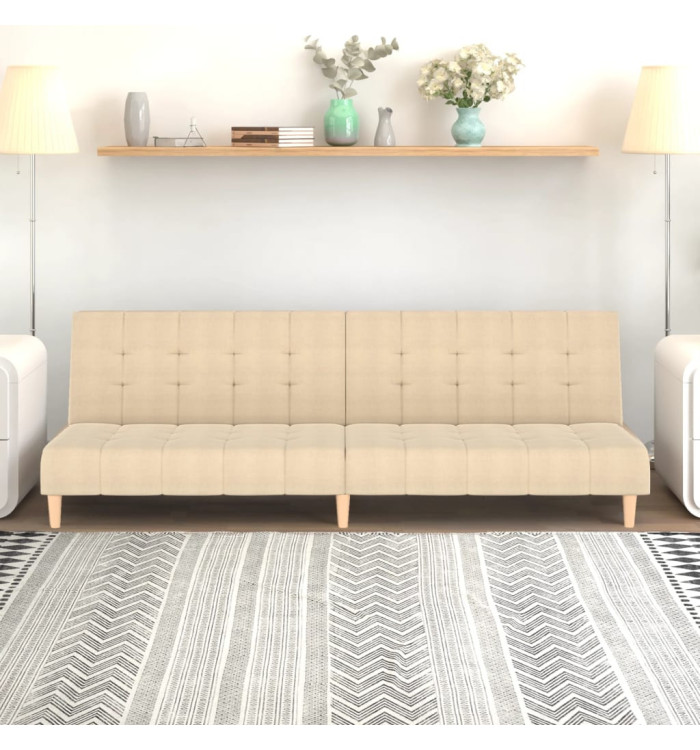 Canapé-lit à 2 places crème tissu | Mobilier & Déco