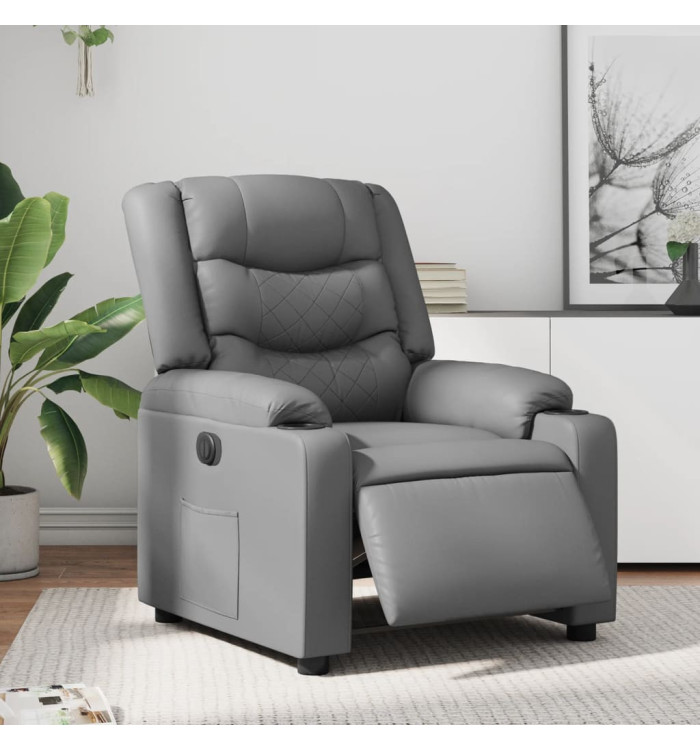 Fauteuil inclinable électrique Gris Similicuir | Mobilier & Déco