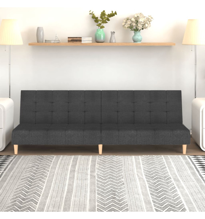 Canapé-lit à 2 places gris foncé tissu | Mobilier & Déco