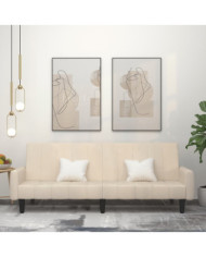 Canapé-lit à 2 places crème velours | Mobilier & Déco