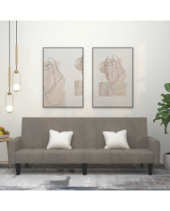 Canapé-lit à 2 places gris clair velours | Mobilier & Déco