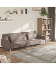 Canapé-lit à 2 places avec deux oreillers taupe tissu | Mobilier & Déco