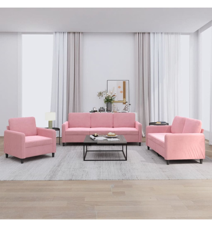 Ensemble de canapés 3 pcs rose velours | Mobilier & Déco
