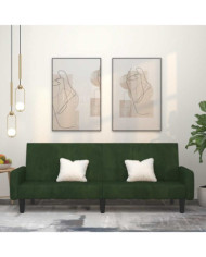 Canapé-lit à 2 places vert foncé velours | Mobilier & Déco