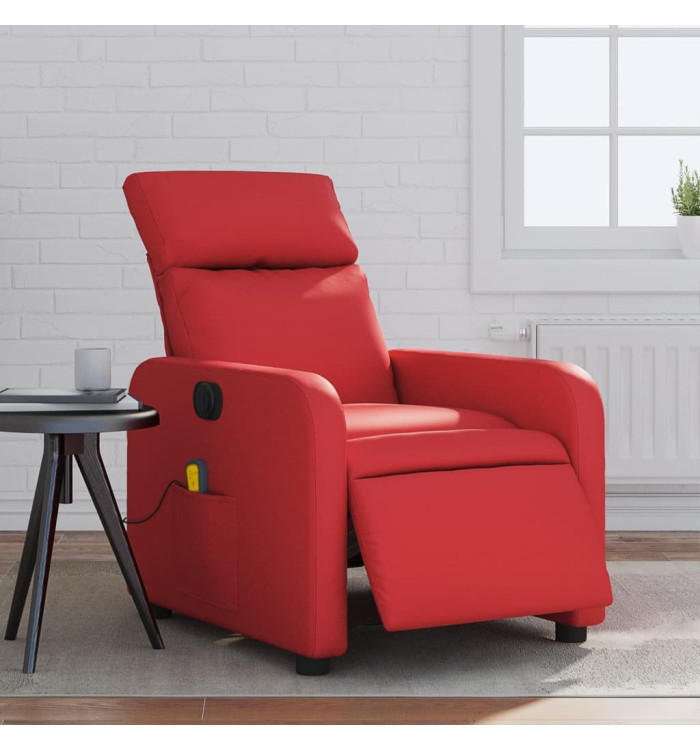 Fauteuil de massage inclinable électrique rouge similicuir | Mobilier & Déco