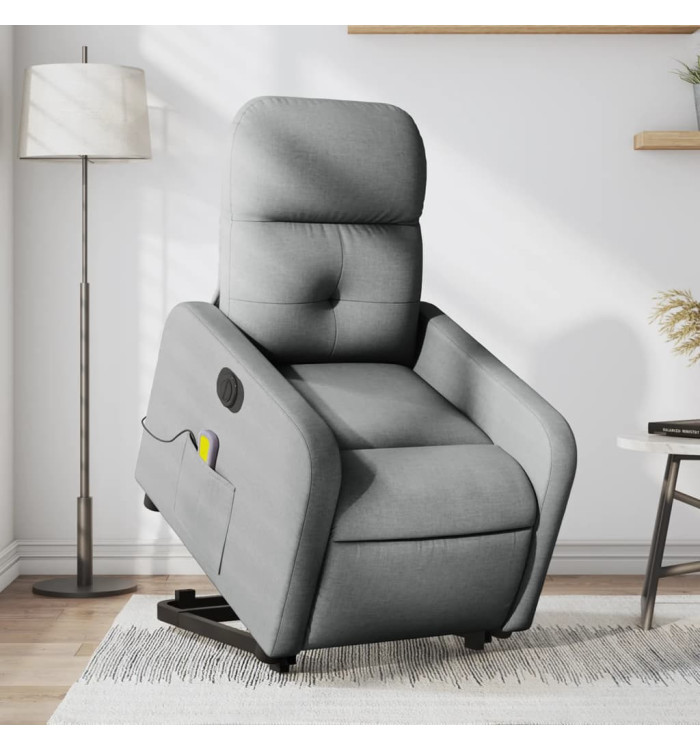 Fauteuil inclinable de massage électrique Gris clair Tissu | Mobilier & Déco