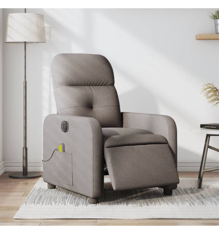 Fauteuil de massage inclinable électrique Taupe Tissu | Mobilier & Déco