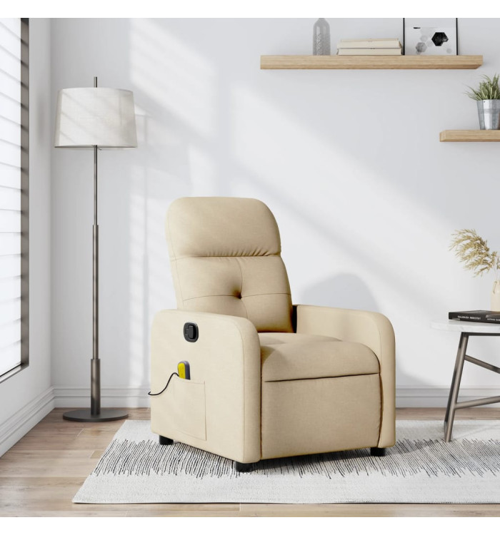 Fauteuil de massage inclinable Crème Tissu | Mobilier & Déco