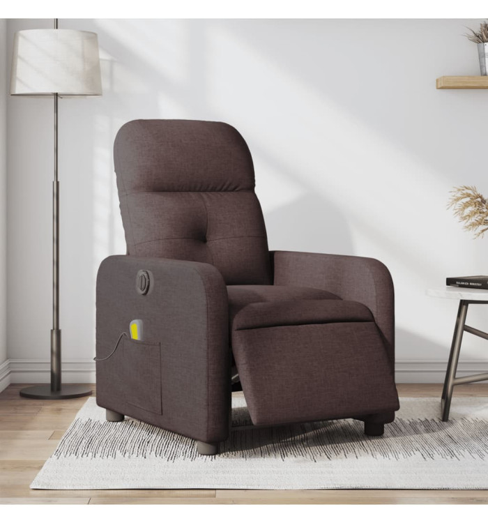 Fauteuil de massage inclinable électrique Marron foncé Tissu | Mobilier & Déco