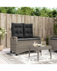 Banc inclinable de jardin avec coussins gris résine tressée | Mobilier & Déco