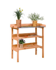 Table à plantes avec étagères marron 78x38x82,5cm bois de sapin | Mobilier & Déco