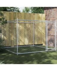 Cage pour chien avec porte gris 2x2x1,5 m acier galvanisé | Mobilier & Déco