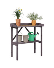 Table à plantes avec étagère gris 78x38x82,5 cm bois de sapin | Mobilier & Déco