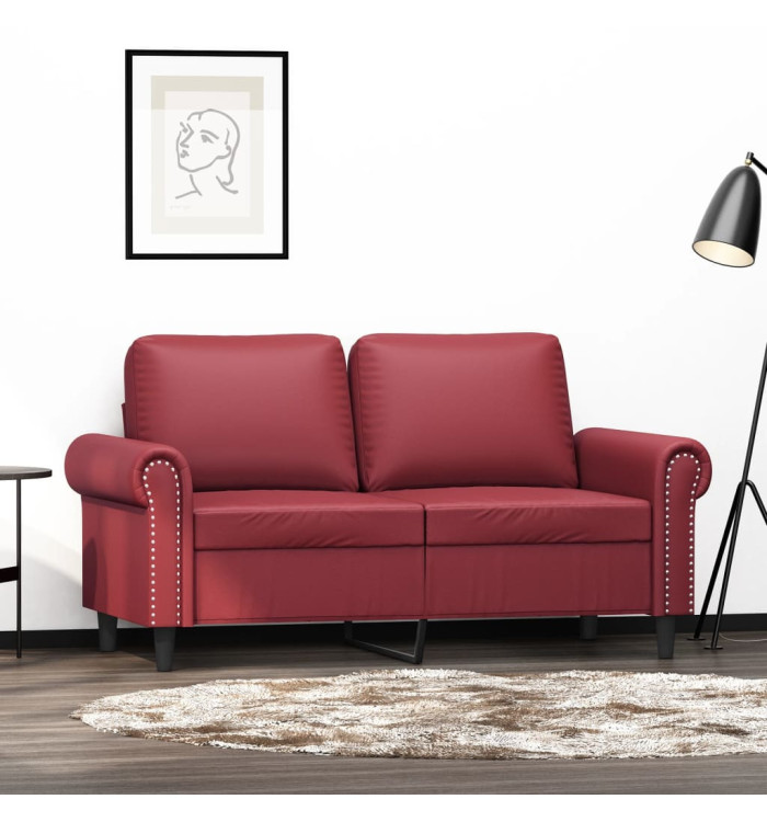 Canapé à 2 places Rouge bordeaux 120 cm Similicuir | Mobilier & Déco