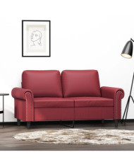 Canapé à 2 places Rouge bordeaux 120 cm Similicuir | Mobilier & Déco